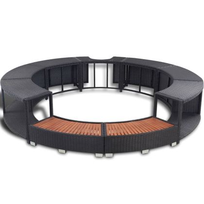 Ограждение за джакузи, черно, полиратан
