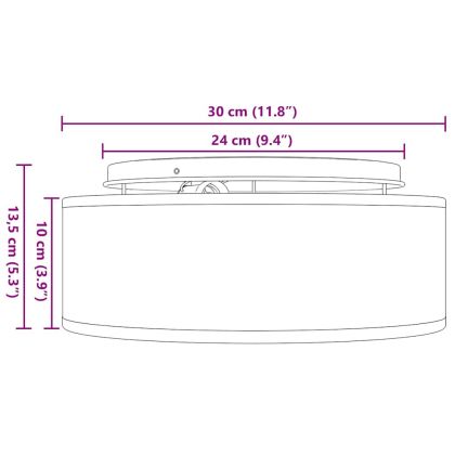 Таванна лампа с прожектори Бяло 30 x 30 x 13,5 см текстил