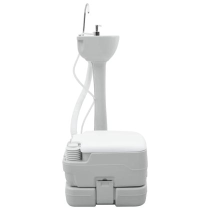 Комплект тоалетна за къмпинг 2 pcs Сив и бял