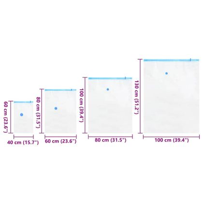 Чанти за съхранение 15 pcs Прозрачни и сини 130 x 100 cm