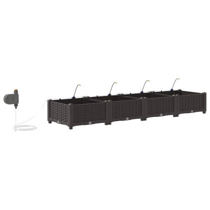 Градинска саксия 4 pcs Кафяво Стомана