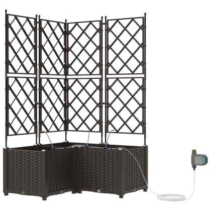 Градинска саксия 3 pcs Кафяво Стомана