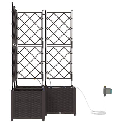 Градинска саксия 3 pcs Кафяво Стомана