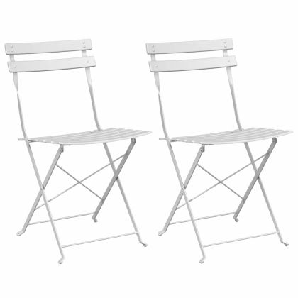 Сгъваем градински стол 2 pcs Бяло 42 x 46 x 82см Метал