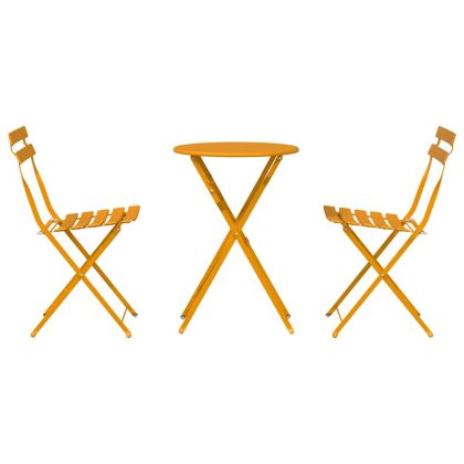 Сгъваем комплект мебели за бистро 3 pcs Горчица Стомана