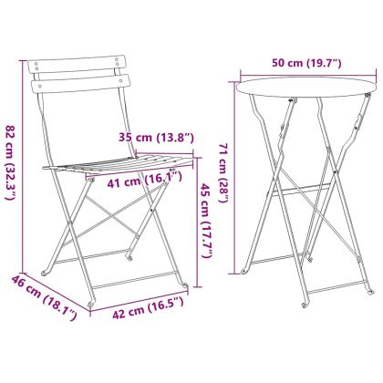 Сгъваем комплект мебели за бистро 3 pcs Бежово Стомана