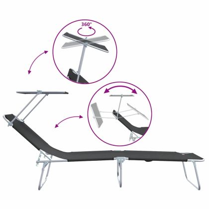 Шезлонг 2 pcs Черно 58 x 188 x 77см Полиестер