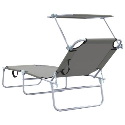 Шезлонг 2 pcs Сив 58 x 188 x 77см Полиестер