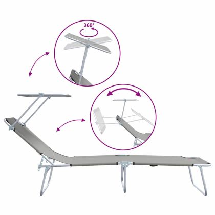 Шезлонг 2 pcs Сив 58 x 188 x 77см Полиестер