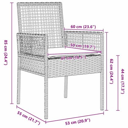 Градински стол 2 pcs Черно 55 x 53 x 85 см полиратан