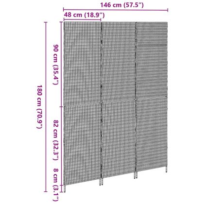 Разделител за стая Черно 146 x 180 см полиратан