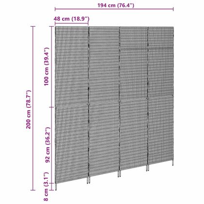 Разделител за стая Бежово 195 x 180 см полиратан