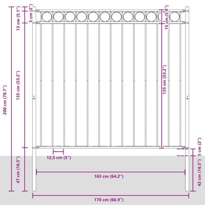 Елемент на оградата Бяло 170 x 200 см Стомана
