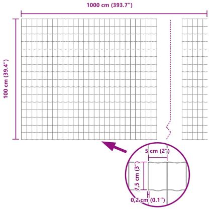 Европейска ограда Сив 1 x 10 m Желязо с PVC покритие