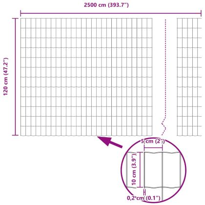 Европейска ограда Сив 1,2 x 25 m Желязо с PVC покритие