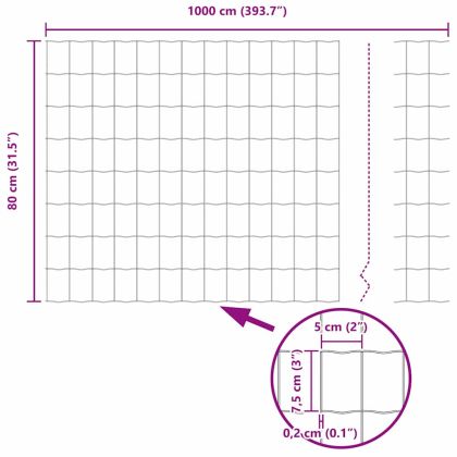 Европейска ограда 0,8 x 10 m Желязо с PVC покритие