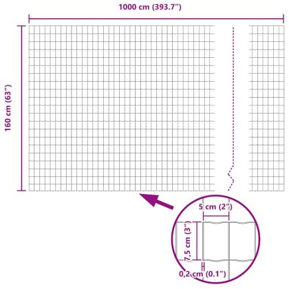 Европейска ограда 1,6 x 10 m Желязо с PVC покритие
