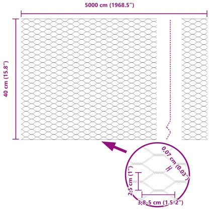 Шестоъгълна ограда 0,4 x 50 м ПВЦ Зелено
