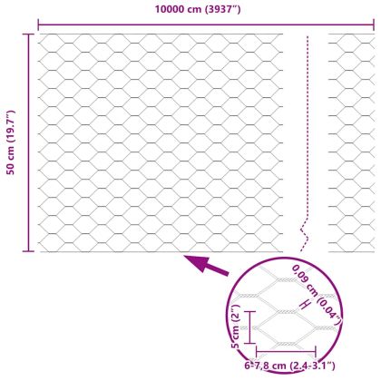 Шестоъгълна ограда 0,5 x 100 м ПВЦ Зелено
