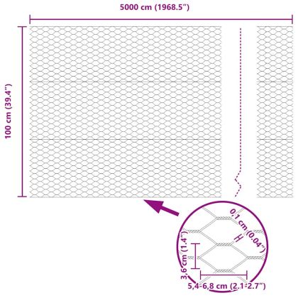 Шестоъгълна ограда Сив 1 x 50 m ПВЦ