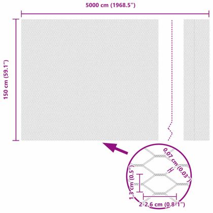 Шестоъгълна ограда Сив 1,5 x 50 m ПВЦ