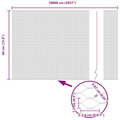 Шестоъгълна ограда 0,4 x 100 м ПВЦ Сиво