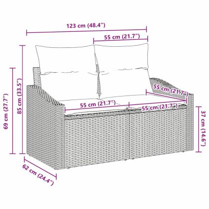 Градински диван с възглавница 123 x 62 x 69 см полиратан