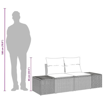 Градински диван с възглавница Сив 184 x 62 x 69 см полиратан