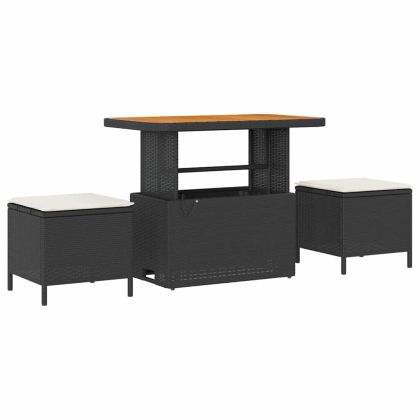 Комплект за хранене в градината Черно полиратан