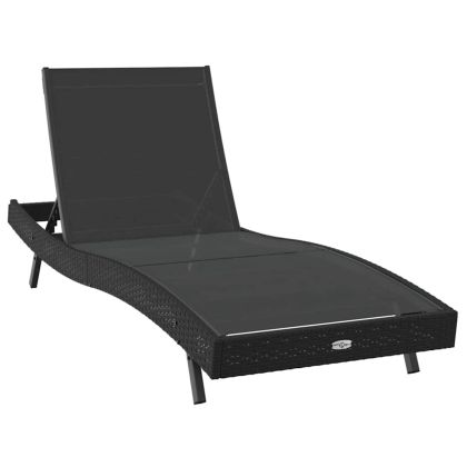 Шезлонг Черно 197 x 70 x 82 см полиратан