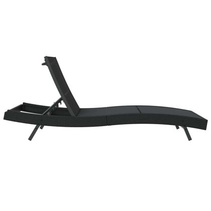 Шезлонг Черно 197 x 70 x 82 см полиратан
