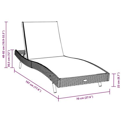 Шезлонг Черно 197 x 70 x 82 см полиратан