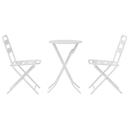 Градински бистро комплект 3 pcs Бяло Стомана