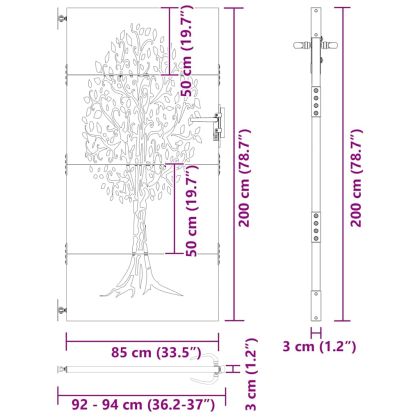 Градинска врата Черно 85 x 200 cm Прахово покритие стомана