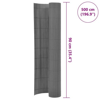 Двустранна градинска ограда, PVC, 90x500 см, сива