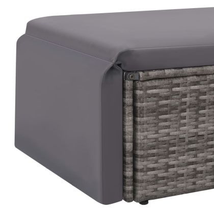 Градински комплект с възглавници, 2 части, полиратан, сив