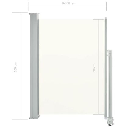 Прибираща се странична тента, 100х300 см, кремава
