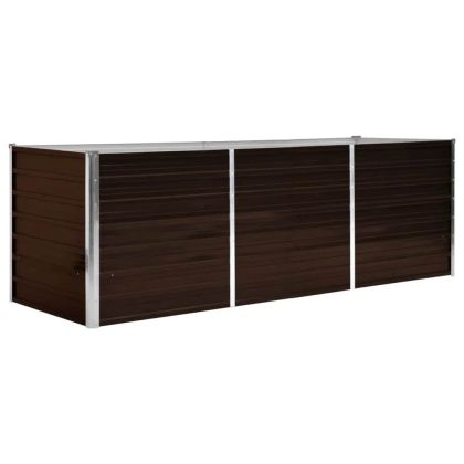 Градинска висока леха кафява 240x80x77 см поцинкована стомана