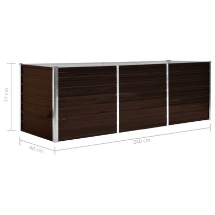 Градинска висока леха кафява 240x80x77 см поцинкована стомана