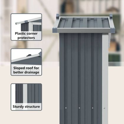 Градинска барака, сива, 116x45x175 см, поцинкована стомана