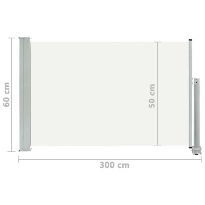 Прибираща се дворна странична тента, 60x300 см, кремава
