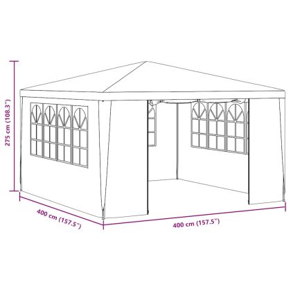 Професионална парти шатра със стени 4x4 м синя 90 г/м²