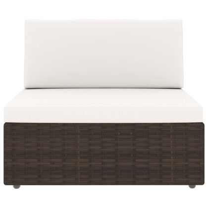 Двуместен модулен диван, полиратан, кафяв