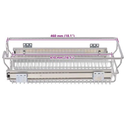 Плъзгащи се телени кошници, 2 бр, сребристи, 300 мм