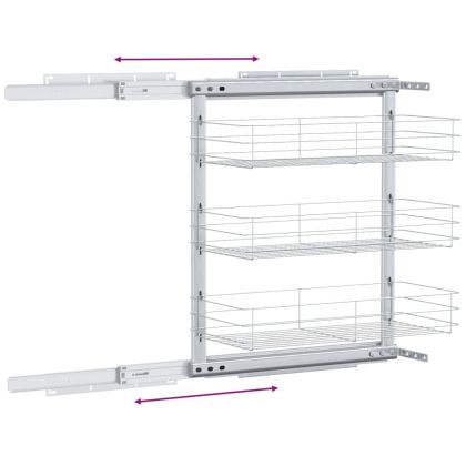 Издърпваща се кошница за кухня 3 нива сребриста 47x25x56 см