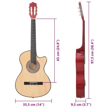 Уестърн акустична cutaway китара с 6 струни, 38", липово дърво