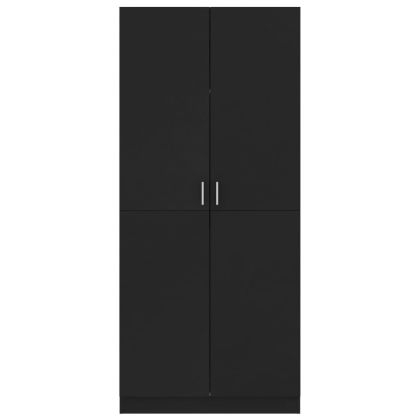 Гардероб, черен, 80x52x180 см, инженерно дърво