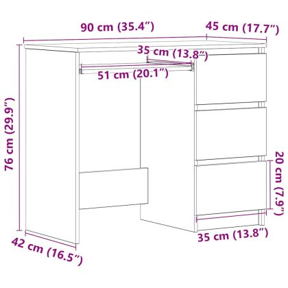 Бюро, дъб сонома, 90x45x76 см, инженерно дърво