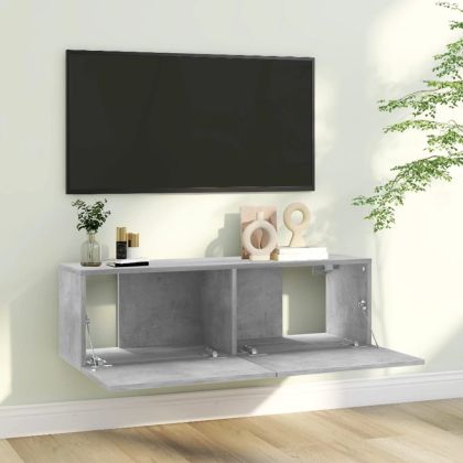 ТВ шкаф, бетонно сив, 100x30x30 см, инженерно дърво