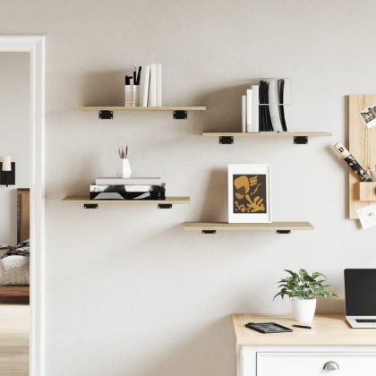 Рафтове за етажерка, 4 бр, дъб сонома, 60x30x1,5 см, ПДЧ